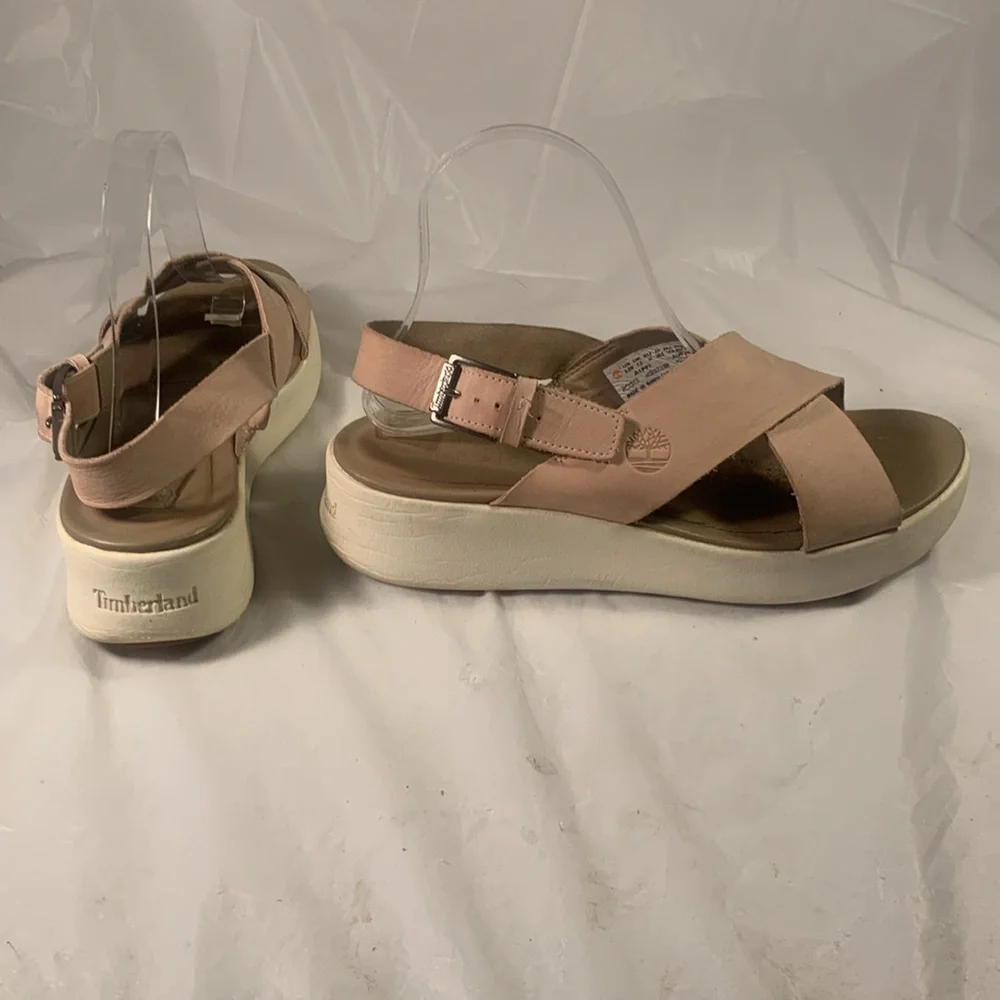 Timberland Women’s Wind Slingback Hazelnut Beige Leather Platform Sandals